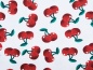 Mobile Preview: Hochwertiger Baumwolljersey ✂ weiß mit vielen roten Kirschen. Hohe Qualität ✓ kuschelig ✓ elastisch ✓ knitterarm ✓ 1044-1