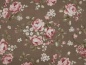 Preview: Dirndlstoff taupe, klassisch, mit rote Rosen, weiße Blumen 1001