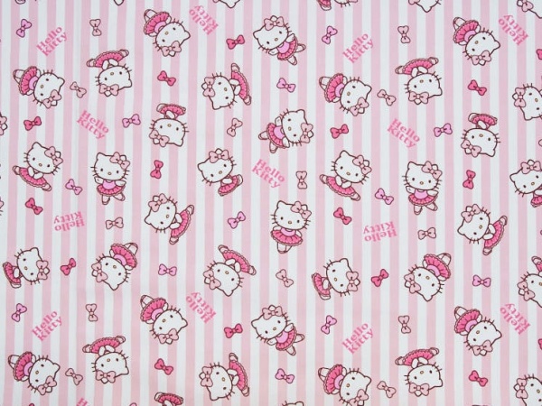 Hochwertiger Baumwollstoff Lizenzdruck ✂ weiss Lizenzdruck Hello Kitty ✓ hochwertig ✓  ab 0,3 Meter ✓ 1007-2