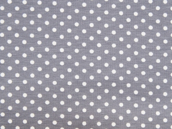 Stoffe / Jersey / Baumwolljersey ✂ grau mit einem Muster aus vielen weißen Tupfen - 1029-1