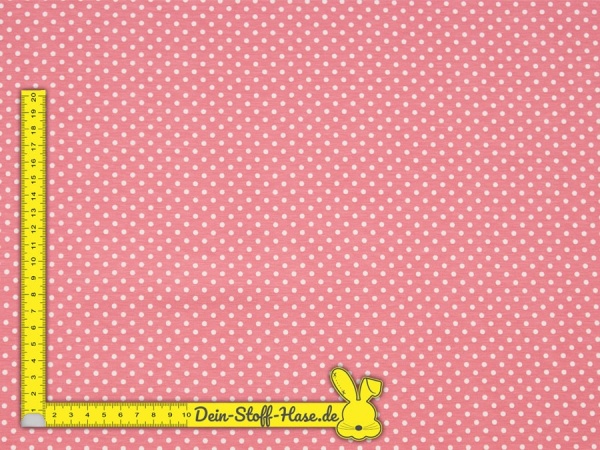 Stoffe / Jersey / Baumwolljersey in rosa ✂ gemsutert mit vielen weißen Tupfen - 1030-3