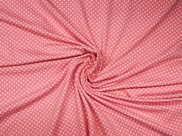 Stoffe / Jersey / Baumwolljersey in rosa ✂ gemsutert mit vielen weißen Tupfen - 1030-4