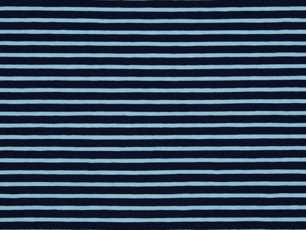 Weicher Baumwolljersey ✂ blau, mit hellblauen Linien gestreift. Hohe Qualität ✓ kuschelig ✓ elastisch ✓ knitterarm ✓ 1031-1