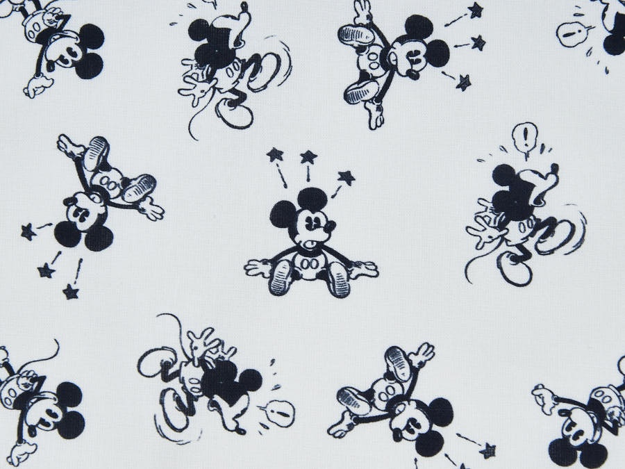 Hochwertiger Baumwollstoff Lizenzdruck ✂ weiss mit Disney´s Mickey Mouse ✓ hochwertig ✓  ab 0,3 Meter ✓ 1006-1