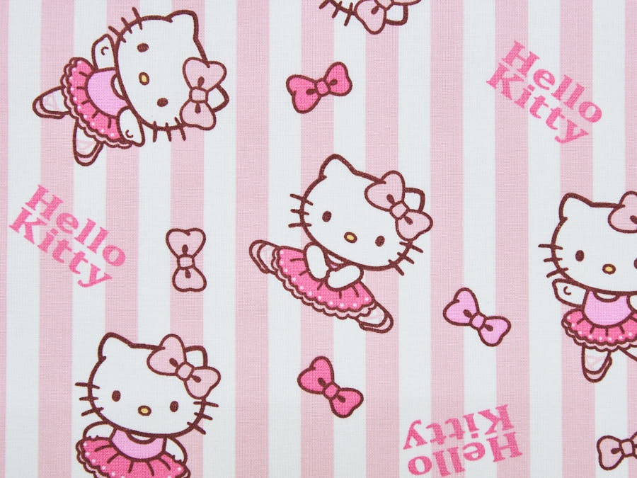 Hochwertiger Baumwollstoff Lizenzdruck ✂ weiss Lizenzdruck Hello Kitty ✓ hochwertig ✓  ab 0,3 Meter ✓ 1007-1