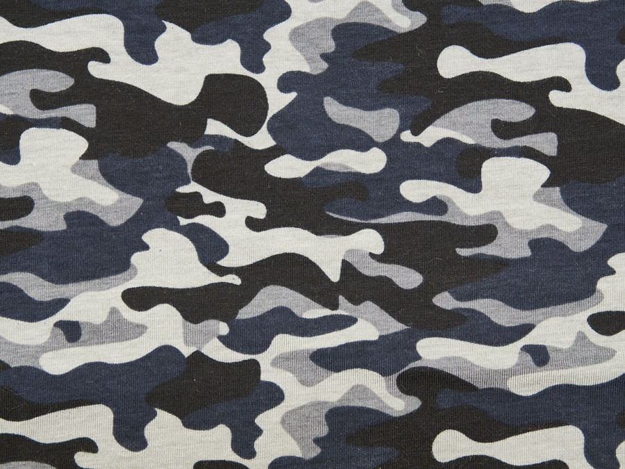 Stoff / Jersey / Baumwolljersey in Camouflage (schwarz, grau, blau, weiß) -1019-1