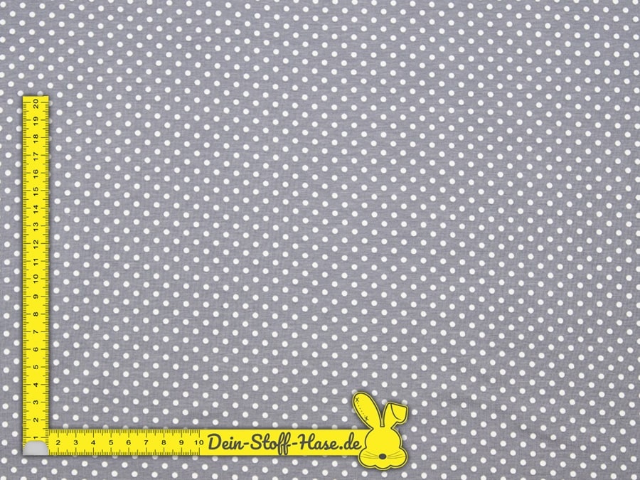 Stoffe / Jersey / Baumwolljersey ✂ grau mit einem Muster aus vielen weißen Tupfen - 1029-3