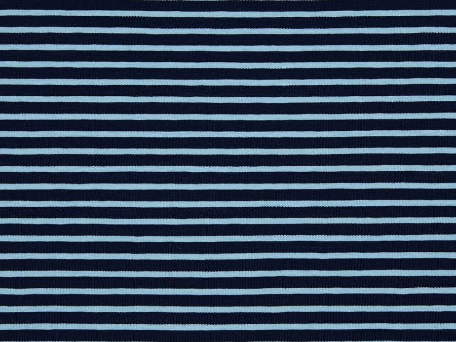 Weicher Baumwolljersey ✂ blau, mit hellblauen Linien gestreift. Hohe Qualität ✓ kuschelig ✓ elastisch ✓ knitterarm ✓ 1031-1