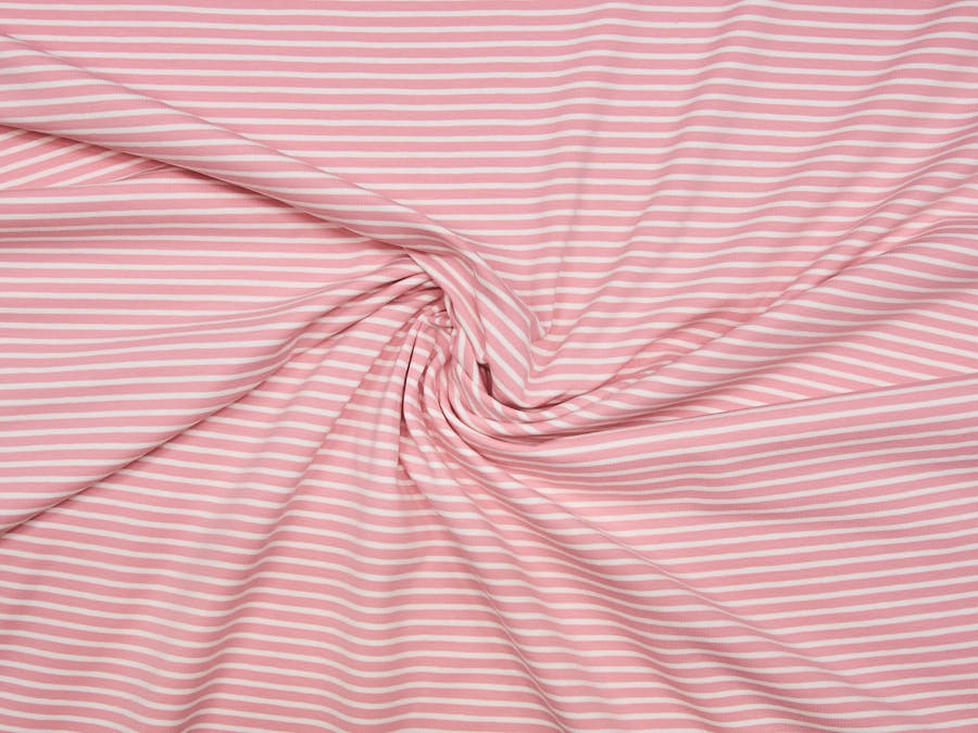 Weicher Baumwolljersey ✂ rosa, mit weißen Linien gestreift. Hohe Qualität ✓ kuschelig ✓ elastisch ✓ knitterarm ✓ -3