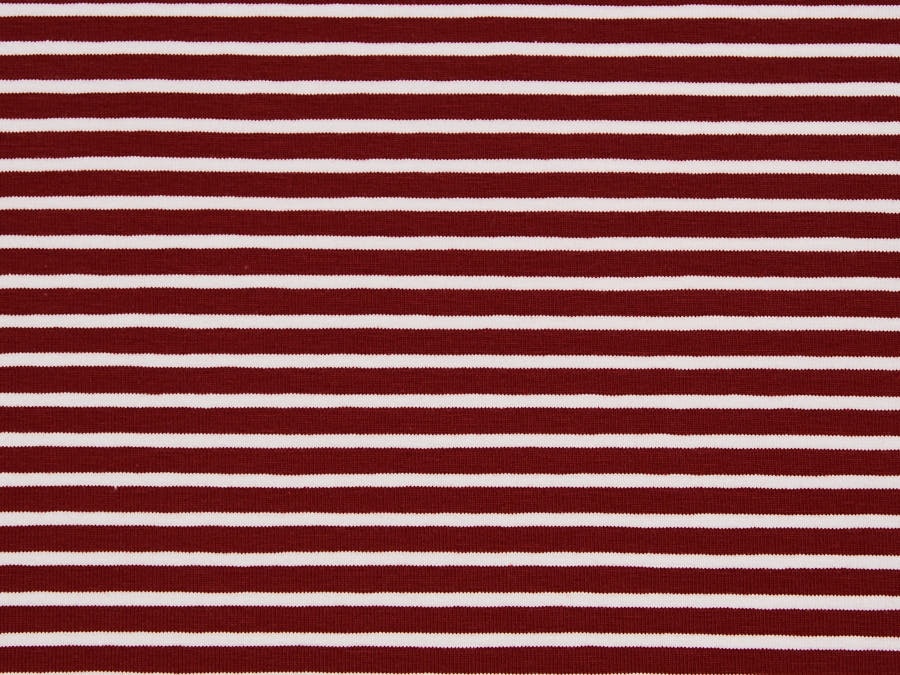 Weicher Baumwolljersey ✂ rot, mit weißen Linien gestreift. Hohe Qualität ✓ kuschelig ✓ elastisch ✓ knitterarm ✓ 1033-1