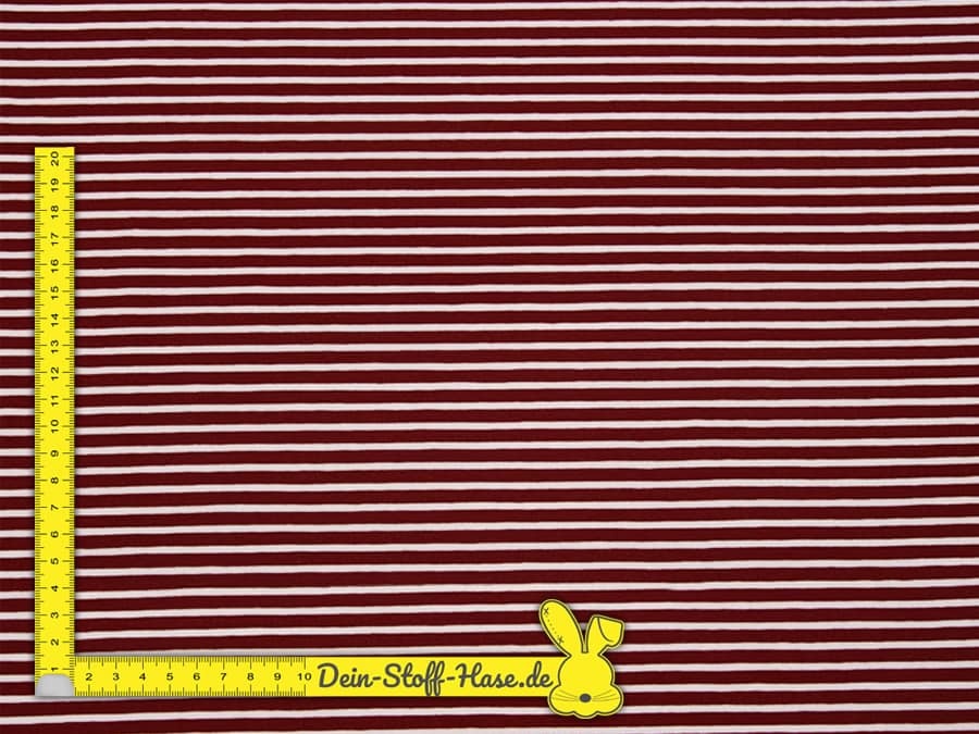 Weicher Baumwolljersey ✂ rot, mit weißen Linien gestreift. Hohe Qualität ✓ kuschelig ✓ elastisch ✓ knitterarm ✓ 1033-3